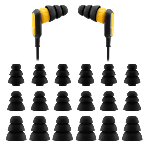 NANLANFAN Replacement Triple Flange Ear Tips for Dewalt Headphones, Compatible with Dewalt Heavy Duty/Heavy Duty 2-in-1 Bluetooth Neckband Headphones, Soft Silicone Ear Tips, 9 Pairs (S/M/L)