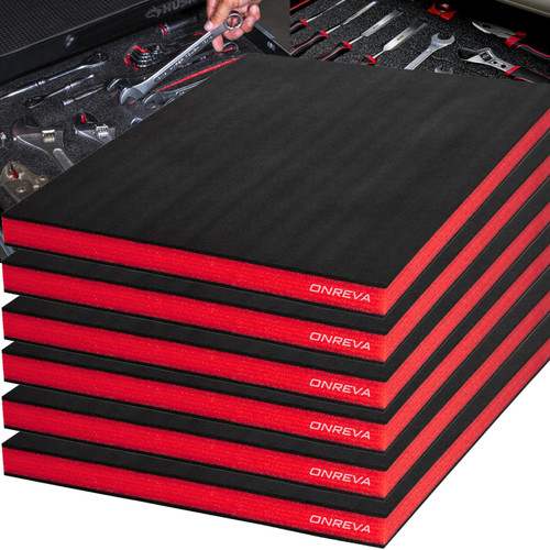 ONREVA Tool Box Foam 6Pack 18x12x1 inch, Foam Inserts for Cases, Polyethylene Storage Sheets for Toolbox Hard Case, Tool Shadow Insert, Kaizen Organizer Sheet