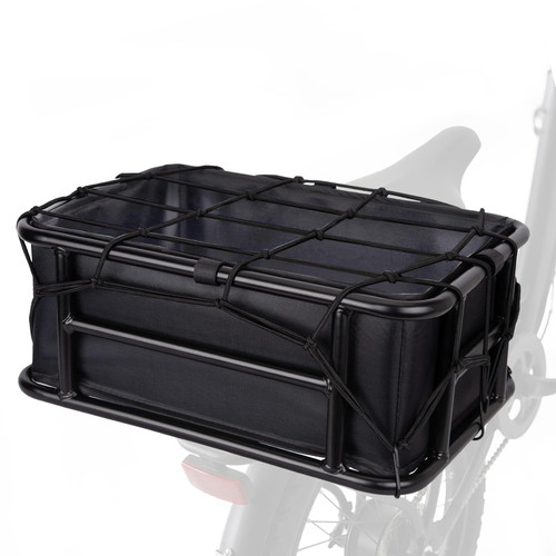 Lambolt Rear Rack Bike Basket for E-Bikes & Bikes - Heavy-Duty Bicycle Basket with Waterproof Liner, Cargo Net & Rain Cover - Great for Groceries, Dogs, Pets & Daily Commutes