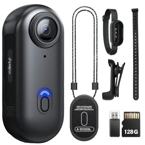 SHPTDJTIC 128G Body Camera, Thumb Size Cam,Wearable Camera with 360°Rotatable Clip & Magnetic Clip,150 Minutes for Recording,Take for Lecture,Traveling,Pet Walking,Outdoors Activities (1080P-B-128G)