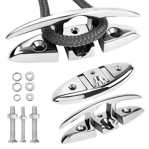 Pacify 2 Pack Folding Boat Cleats 316 Stainless Steel 4.5/5/6 Inch Flip-Up Dock Cleats Marine Grade Retractable Boat Cleat for Deck, Dock, Kayak, Mooring, Rope Line with Fasteners (6inch)