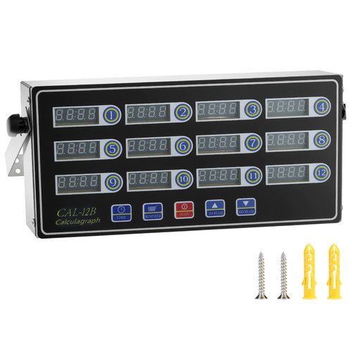 QWORK 12 Channel Multi-Timer Kitchen Clock, LED Digital Cooking Timer, Loud Alarm