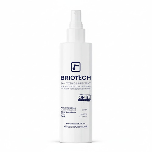 BRIOTECH Sanitizer Disinfectant Hypochlorous Spray, Kill 99.99% of Viruses & Bacteria, Control Mold, Eliminate Odor, Gentle for Nursery & Play Rooms, Food Contact Surface Sanitizer, 8 fl oz