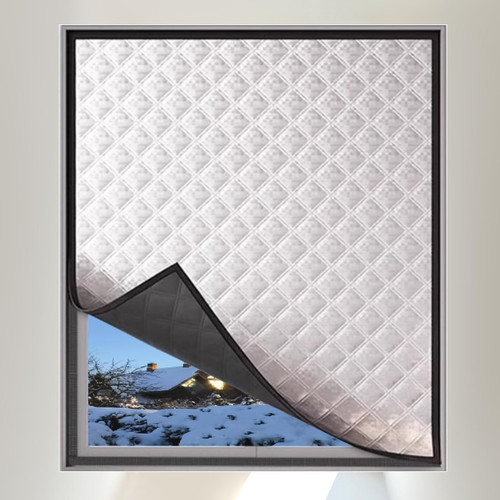 Elfzone Window Insulation for Winter - 39*59in Blackout Curtain, Soundproof Curtains, Oxford Cloth and Cotton Fiber Filled, Black Out Shades for Living Room Bedroom (Gray )