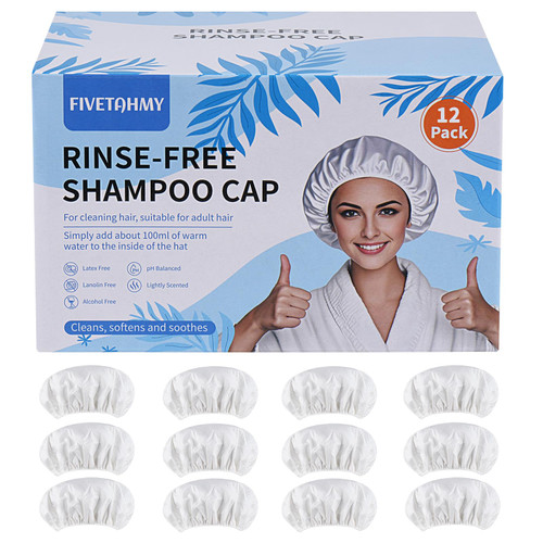Shampoo cap 12 Pack, No-Rinse Shampoo Cap, Waterless Shampoo and Conditioner Suitable for Adults, Bedridden and Seniors Suitable for Adults, Bedridden and Elderly, Hospitals, Camping