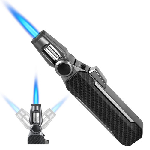 KAMBOLLY Butane Torch Lighter, Refillable Gas Lighter Cooking Torch, Adjustable Kitchen Torch with Safety Lock - Windproof Jet Flame Blue Fire for Camping Baking BBQ Grill Candle (Gas Not Included)
