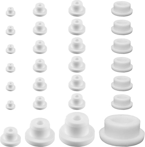 24 Pcs Bathtub Jet Covers White Silicone Hole Bathtub Plug Waterproof Tube Plugs Fit for 12mm 14mm 16mm 22-23mm Bath Tub Hole