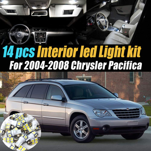 14Pc Super White 6000k Car Interior LED Light Bulb Kit Pack Compatible for 2004-2008 Chrysler Pacifica