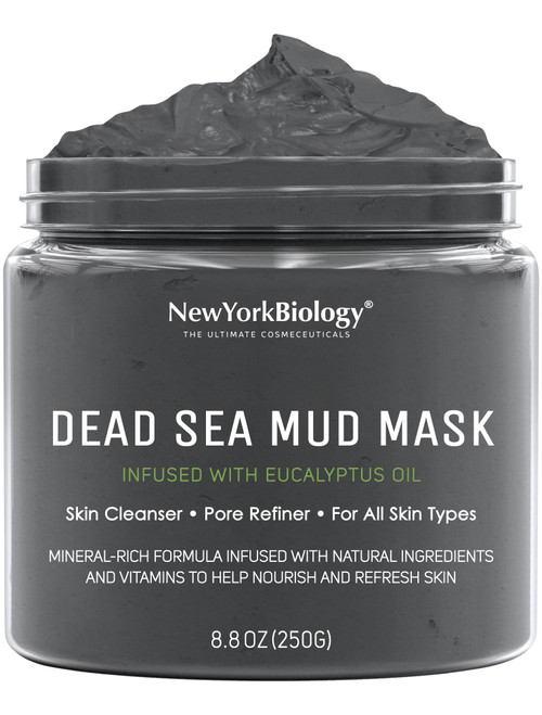 New York Biology Dead Sea Mud Mask for Face and Body | with Eucalyptus | Spa Quality Pore Refiner for Oily Skin | Natural Skincare for Women & Men | Tighten Skin for A Healthier Complexion | 8.8 oz