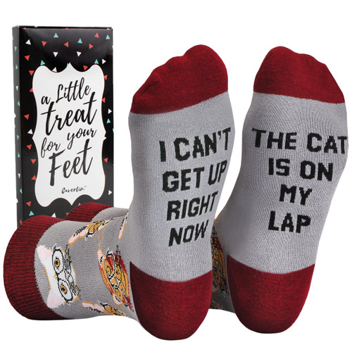 Cavertin Funny Socks for Women with Gift Box Cat Lover Dog Mom Book Lover Cat Mom Llama Unicorn Sloth Corgi (Cat Lover)