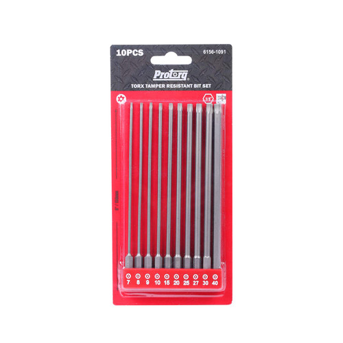 Protorq TORX Tamper Resistant Bits, Security TORX & Star Bits (T7-T40), 150mm, 10-Piece Set, High Grade S2 Steel
