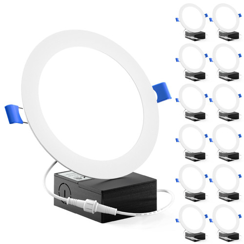 Sunco 12 Pack Recessed Lighting 6 Inch LED, Canless Ceiling Lights Slim with Junction Box, 850 LM, 14W (100W Equivalent), 5000K Daylight, Dimmable, Wafer Thin, 50000 Lifetime Hours ETL.