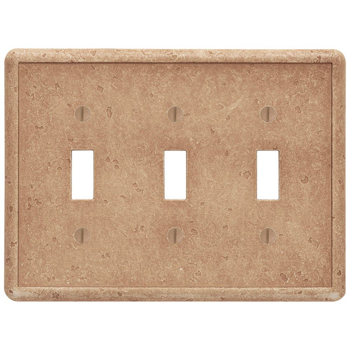 Questech Light Switch Cover, Triple Toggle Wall Plate for Electrical Outlets, 3-Gang Triple Switch Plates Standard Size Receptacle Cover, Decorative Tumbled Texture, Noche