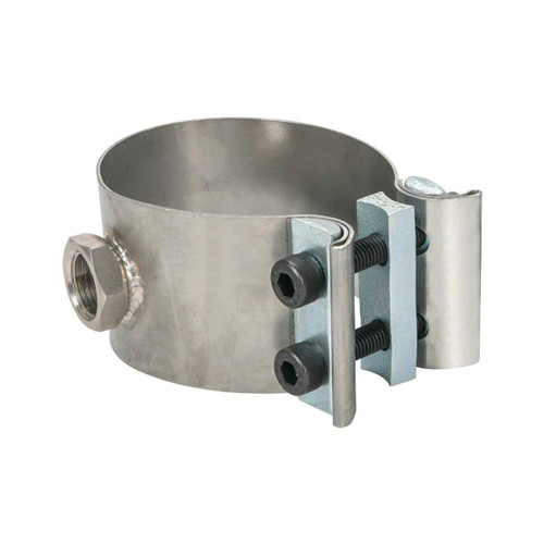 GlowShift 2-1/4"-2-1/2" Clamp-On Wideband Air/Fuel Ratio Gauge Oxygen Sensor Bung Adapter - M18 x 1.5mm Female Thread Fitting - Exhaust Gasket for Leak-Proof Seal - No Weld Design - Stainless Steel