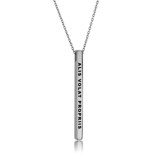 Dolceoro ALIS VOLAT PROPRIIS - Inspirational Mantra Necklace Vertical Bar Pendant - 316L Surgical Stainless Steel