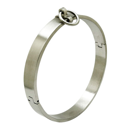 ACECHANNEL Stainless steel lockable collar torque necklace with removable O ring (12.4)