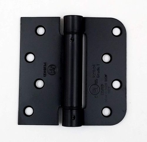 Spring Hinges 4 Inch with 5/8 Inch Square Corner, Self Closing Adjustable, Flat Black, 2 Pack