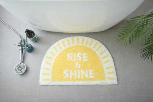 AllLove4U Creative Semicircle Half Round Soft Plush Bath Mat Anti-Slip Bathroom Indoor Mats Sitting Room Doormats Room Rugs Bathmat Home Decor (Yellow)