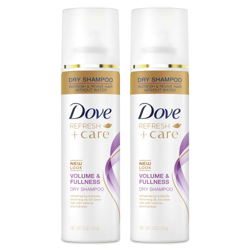 Dove Dry Shampoo Spray, Volume & Fullness, Absorbs Oil to Refresh Hair Without Washing, 5 oz (2-Pack)