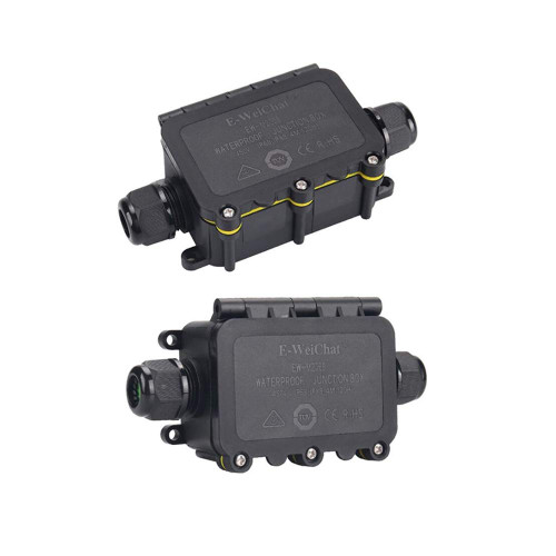 Ygapuzi Low Voltage Wire Connectors IP68 Waterproof External Electrical Junction Box for Outdoor Underground, M20 Cable Connector Ø5-12mm Wire Range, 2 Way 3 Pin, Pack of 2