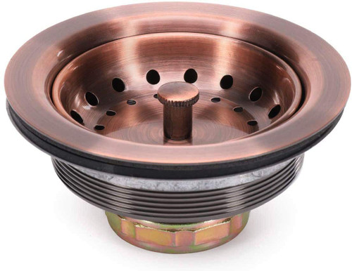 KONE 3-1/2 Inch Kitchen Sink Drain AC Assembly with Strainer Basket/Stopper, All Stainless Steel Antique Copper Durable and Rustproof
