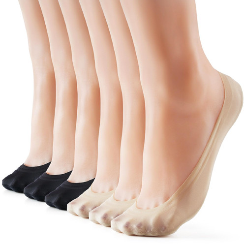 WISVOOO 3-6 Pairs No Show Socks Women Nylon Ultra Low Cut Non-Slip Thin Liner Socks Invisible Hidden Socks for Flats-1767557983