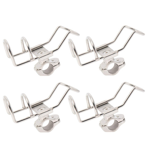 DasMarine 4 Pack Stainless Steel Fishing Rod Holders Rail Mounted Clamp on Rod Holder for Fishing Boat Kayak Marine (4 Pack)