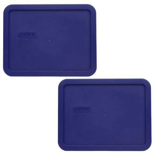 Pyrex 7211-PC 6-Cup Navy Blue Rectangle Plastic Food Storage Lid (2-Pack) - Made in USA