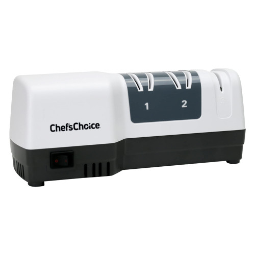 Chef'sChoice Hybrid Knife Sharpeners for 20-Degree Straight and Serrated Knives Combines Electric and Manual Sharpening With 100-Percent Diamond Abrasives And Precision Angle Guides, 3-Stage, White