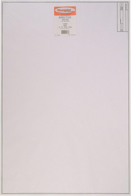 Clearprint 24" x 36" 1000H Design Vellum Sheets with Engineer Title Block, 16 lb., 100% Cotton, 10 Sheets Per Pack, 1 Each
