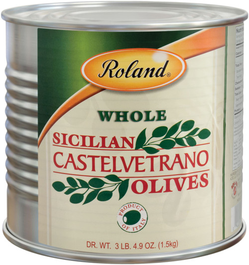 Roland Foods Whole Sicilian Castelvetrano Olives, Specialty Imported Food, 3 Pound 4.9 Ounce Can, Pack of 1