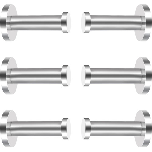 EBOOT 6 Pieces Stainless Steel Wall Mount Robe Hooks Coat Hook Towel Wall Hook (2 Inch, Silver)
