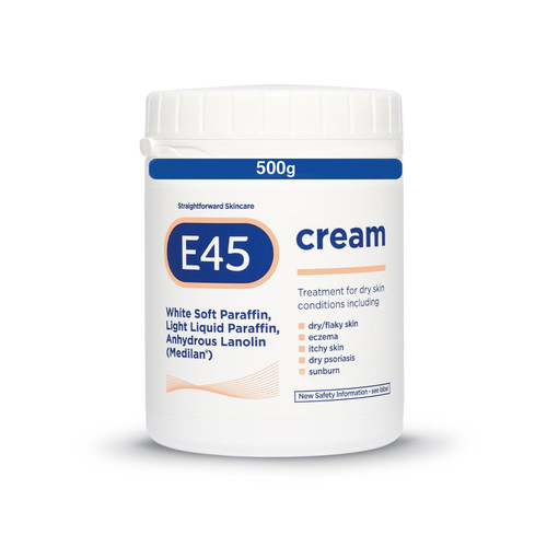 E45 Moisturiser, Body, Face And Hand Cream For Dry, Flaky Skin, Suitable For Eczema, Dry Psoriasis, Sunburn, 500g Tub E45 Moisturiser, Body, Face And Hand Cream For Dry, Flaky Skin, Suitable For Eczema, Dry Psoriasis, Sunburn, 500g Tub