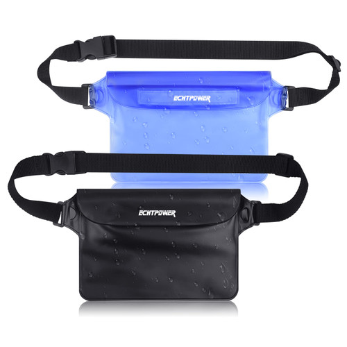 ECHTPower 2-Pack Waterproof Pouch Bag, Waterproof Fanny Pack, Waterproof Dry Bag with Adjustable Waist Strap for Beach Swimming Kayaking Floating Boating