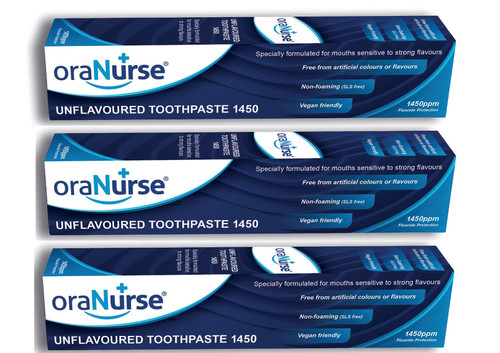 OraNurse Unflavoured Toothpaste 50ml - Pk of 3 OraNurse Unflavoured Toothpaste 50ml - Pk of 3