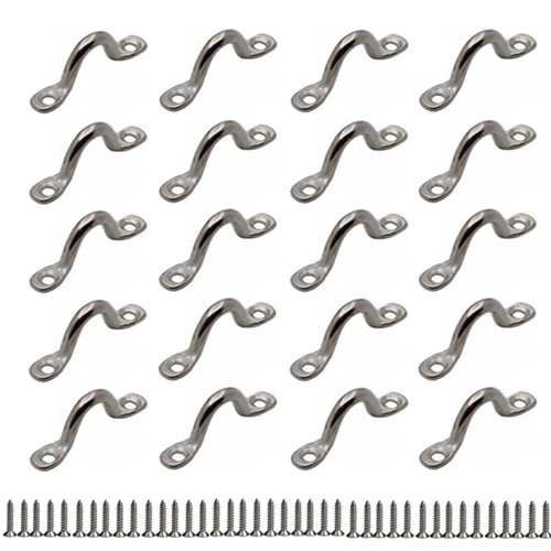 QLXHBOT M8 316 Stainless Steel Bimini Boat Top PAD Eye, Eye Straps, Tie Down, Kayak Deck Loops, Tie Down Anchor Point, footman's Loop for Kayak Canoe Rigging 20Pcs
