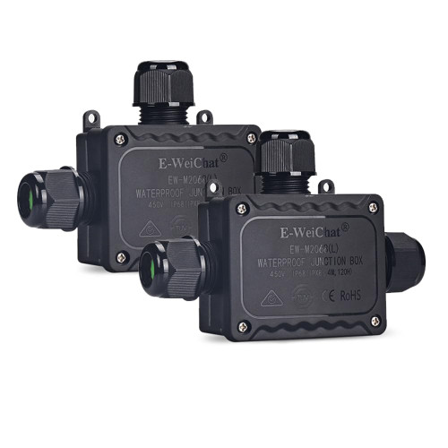 Junction Box Outdoor Waterproof Electrical Box,3-Way,IP68 Black Outdoor M25 coaxial Connector,for Cable Ø0.2-0.55in UL Listed(2Pack)