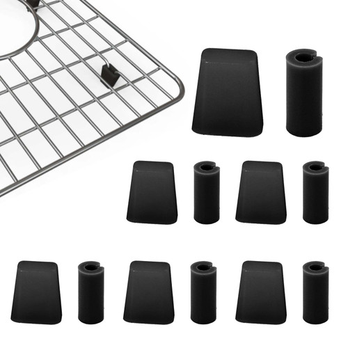 Waziaqoc 40 Pcs Sink Rack Feet Protective Rubber Bumpers Feet, Black Kitchen Sink Grid Feet for Kitchen Sink Wire Rack Replacement Parts