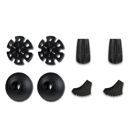 TREKOLOGY Trekking Pole Tips and Baskets Set - Rubber Replacement Accessories for Walking Sticks and Hiking Pole (2 Tips + 2 Boot + 2 Mud + 2 Snow)