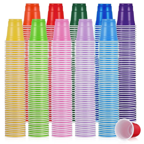 Eaasty 1000 Packs Plastic Shot Glasses 2oz/ 60ml Disposable Shot Glasses Bulk Assorted Party Cup for Kids Birthday Wedding Restaurant Kitchen BBQ Picnic Camping Daily Life,10 Color