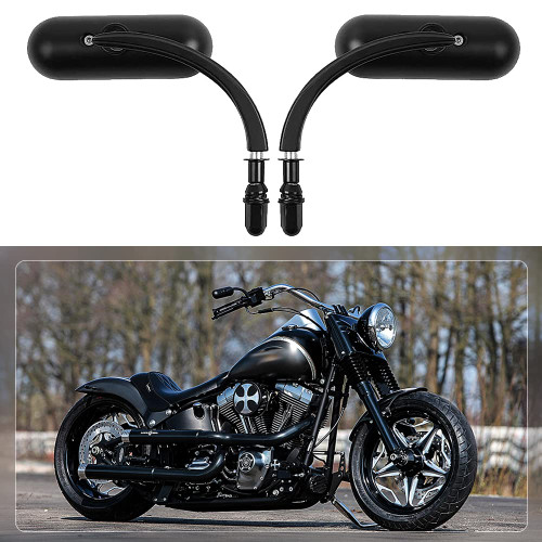 goodfitment - Black Oval Shape Motorcycle Mirrors,Upgrade Rearview Motorcycle Mirrors Compatible with Harley Road King Softail Street Glide Electra Dyna And More