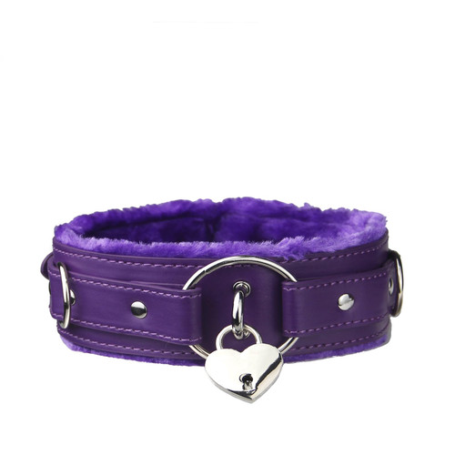 Blinan Leather choker Collar with Lock Adjustable Size for women purple