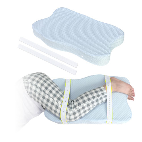Mybow Knee Pillow for Side Sleepers with Strap, Wedge Pillow Between Legs for Pain Relief & Spine Alignment Hip Leg Elevation Support Pillows for Sleeping, Pregnancy Memory Foam Inner Thigh Pillow