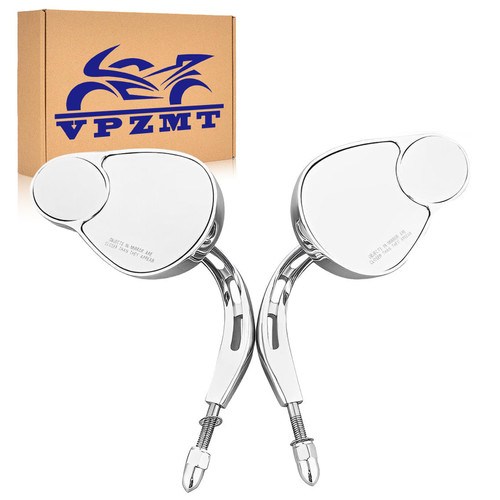 Split Vision Rearview Mirrors for Harley/Road King/Street Glide/Road Glide/Electra Glide/Ultra Classic/Fat Boy/Sport Glide/Street Bob/Low Rider st/Softail/Sportster/Dyna (Split Vision Mirrors-Chrome)