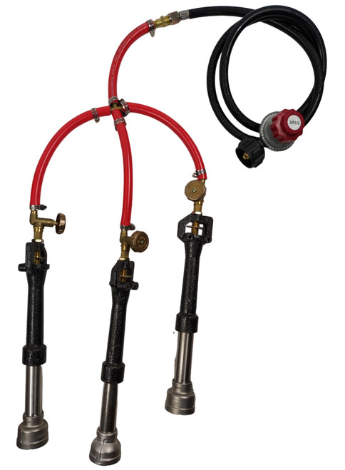 LSMIITTH Tripple Gas Forge Burners with Regulator Propane Forge Burner for Metal Melting Furnace Blacksmith Knife Making