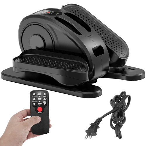 Under Desk Elliptical, Electric Seated Pedal Exerciser Quiet Compact Mini Elliptical Trainer with Display Monitor and Remote Control Home Office Leg Exercise Equipment for Seniors Adults