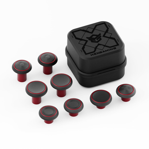 HEXGAMING Replacement Thumbsticks 2 Height Domed & Concave Grips for Phantom and Ultimate pro Controllers - Base Part is NOT Included - Red