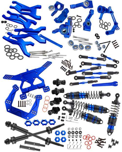 RCMYou Upgrades for 1/10 Slash 2WD(VXL),RC Shocks,Suspension Arm,Caster Block,Steering Blocks,Stub Axle Carriers,Steering Bellcranks,Shock Tower,Camber Links,Drive Shaft,Hex Hub Adapters,Navy Blue