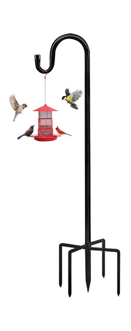 Akeydeco Bird Feeders Pole,Shepherds Hooks for Outdoor 1 Pack 48 Inch Bird Feeders for Outdoors with 5 Prongs Base Hanging Planters for Outdoor