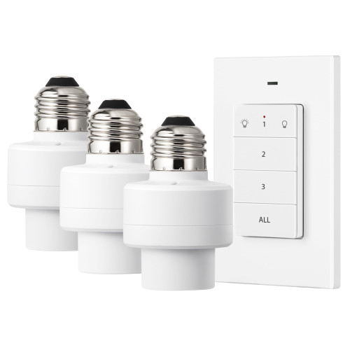 DEWENWILS Remote Control Light Socket, Wireless Light Switch for Pull Chain Light Lamp Fixtures, 100FT Range, No Wiring Needed, ETL Listed(1 Wall Mounted Controller+3 Socket, Shorter Version) DEWENWILS Remote Control Light Socket, Wireless Light Switch for Pull Chain Light Lamp Fixtures, 100FT Range, No Wiring Needed, ETL Listed(1 Wall Mounted Controller+3 Socket, Shorter Version)
